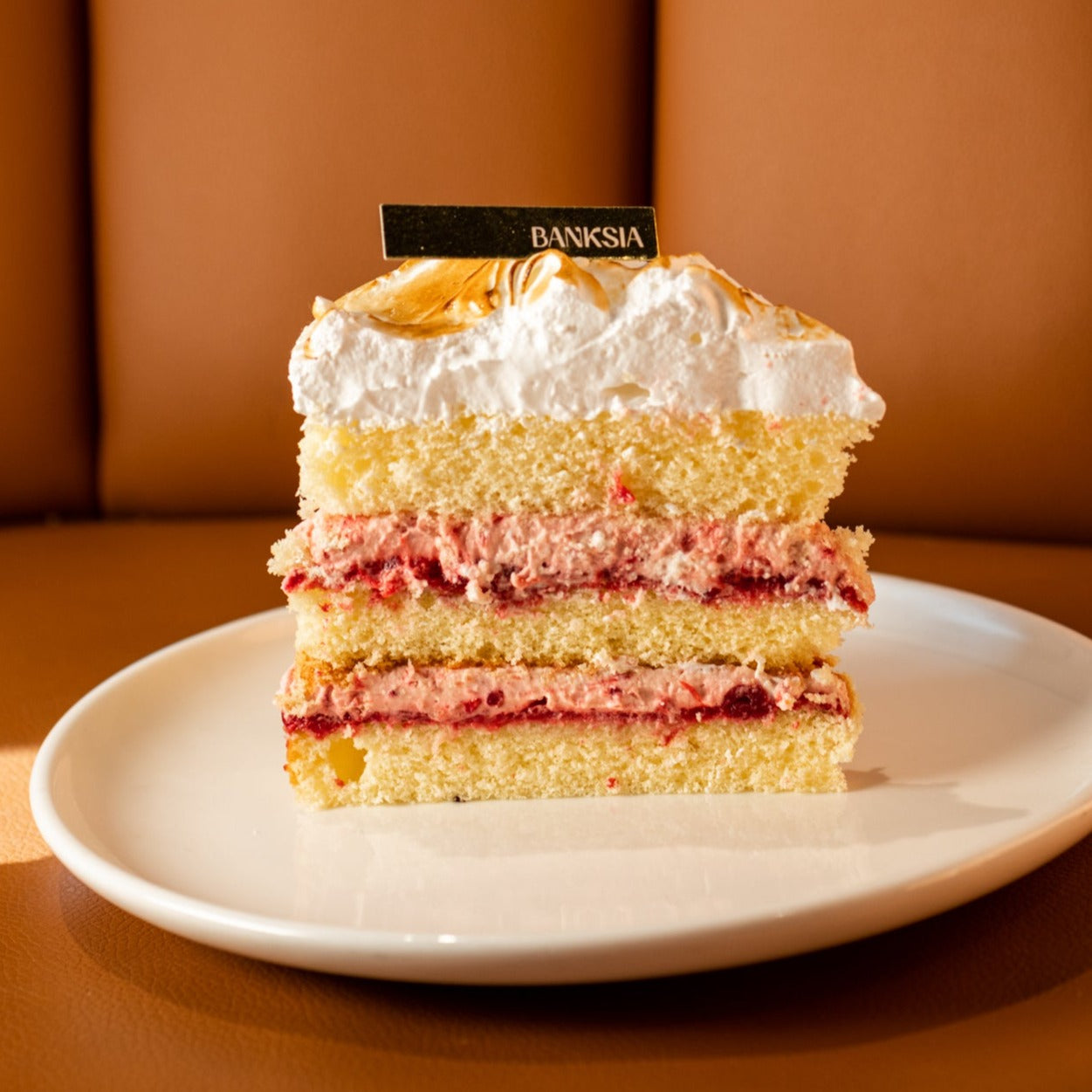 Raspberry Meringue Cake Slice Banksia Bakehouse