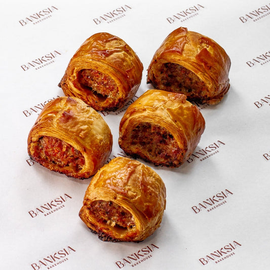 Mini Pork & Fennel Sausage Rolls- Catering Banksia Bakehouse Sydney